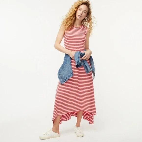 j crew striped maxi dress Jcrew Striped Knit High Low Maxi Dress Size S Icon Ivory Navy $120 J Crew